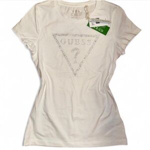 Guess White Bling Logo T-Shirt